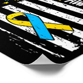 ダウン症候群認識度アメリカ国旗T21ダウンSyn ポスター (角)