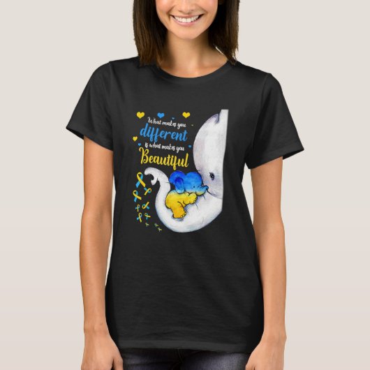 ダウン症候群認識度シャツエレファントマムキッズT Tシャツ (正面)