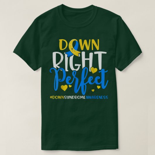 ダウン症候群認識度ダウン右パーフェクト778 Tシャツ (デザイン正面)