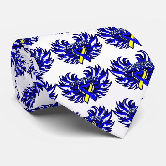 ダウン症候群認識度ハート翼 ネクタイ (ロール)