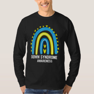 ダウン症候群認識度ピースラブT21イエローブルー Tシャツ