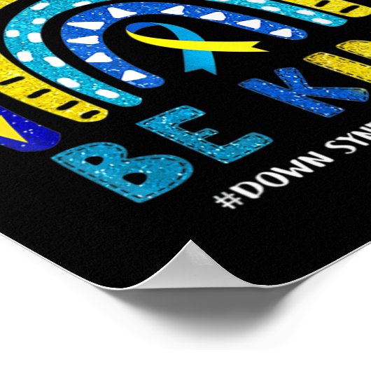 ダウン症候群認識度リボンボーホレインボーイエロー ポスター (角)