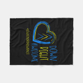 ダウン症候群認識度月ダウン右素晴らし1 フリースブランケット (正面(横))