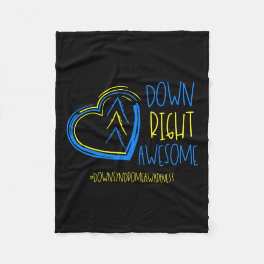 ダウン症候群認識度月ダウン右素晴らし1 フリースブランケット (正面)