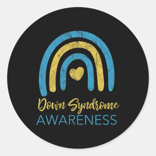 ダウン症候群認識度月レトロレインボーT21 ラウンドシール (正面)