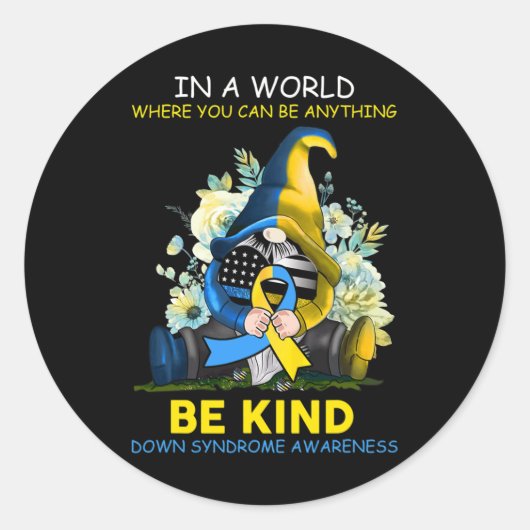 ダウン症候群認識度格言Be Kind Sunflower Ri ラウンドシール (正面)