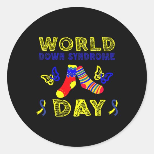 ダウン症候群認識度T21あなたの靴下をロック ラウンドシール (正面)