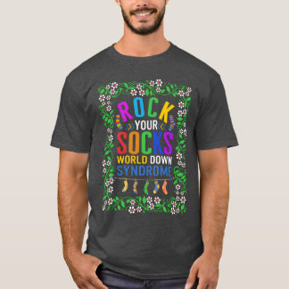 ダウン症啓発デー 靴下を履いてアクション レトロ Tシャツ