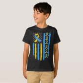 ダウン症認知 アメリカ国旗 父 母 Tシャツ (正面フル)