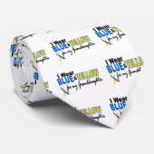 ダウン症Iの衣服の青及び黄色の孫娘2 ネクタイ (ロール)