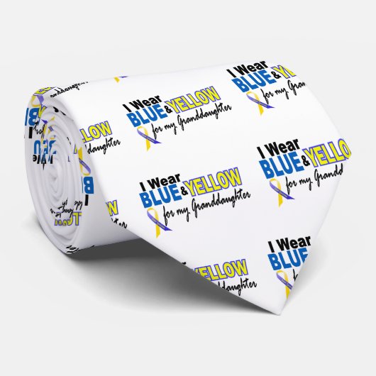 ダウン症Iの衣服の青及び黄色の孫娘2 ネクタイ (ロール)