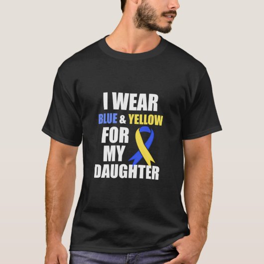 ダウン症I衣服ブルーイエロー私の娘M Tシャツ (正面)