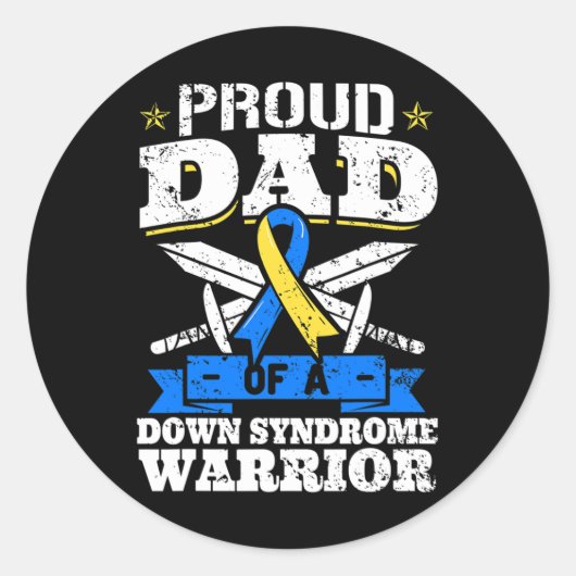 ダウン誇りを持ったシンドローム戦士ダウンのトリソムのパパ ラウンドシール (正面)