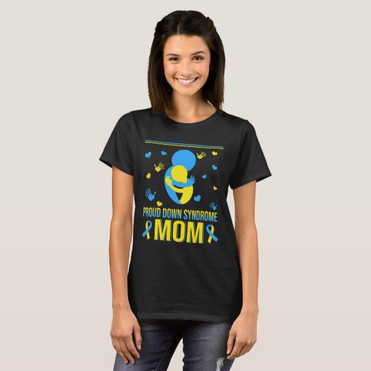 ダウン誇りを持ったシンドロームMom Downシンドローム認識度Fa Tシャツ (正面フル)