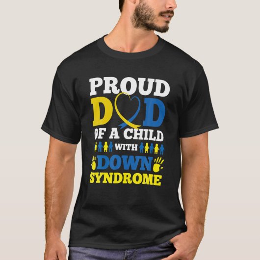 ダウン誇りを持った症児のパパ Tシャツ (正面)