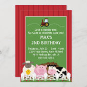 ダウン·オン·ザ·ファーム·誕生日 招待状 (正面/裏面)
