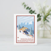 ダウンhill スノースキーヤー - ミッションリッジ、ワシントン ポストカード (スタンド正面)
