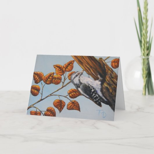 ダウンWoodpecker – グリーティ空白のングカード カード (正面)