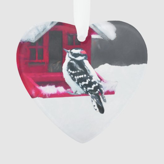 ダウンWoodpecker's 絵画 - Bird Artオリジナル オーナメント (正面)