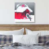 ダウンWoodpecker's 絵画 - Bird Artオリジナル キャンバスプリント (インサイチュ (寝室))