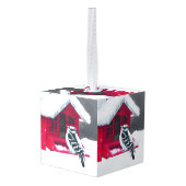 ダウンWoodpecker's 絵画 - Bird Artオリジナル キューブオーナメント (裏面アングル)