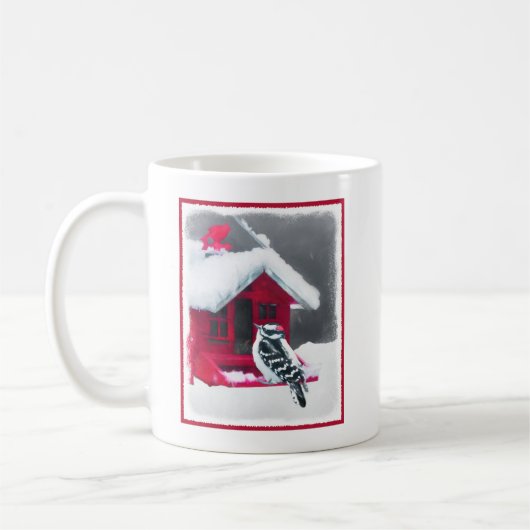 ダウンWoodpecker's 絵画 - Bird Artオリジナル コーヒーマグカップ (左)