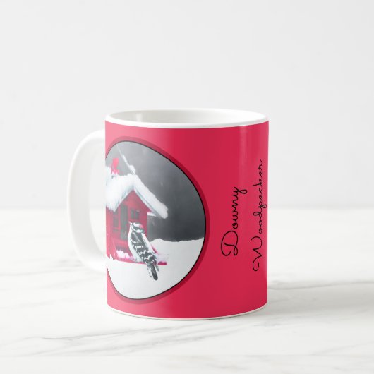 ダウンWoodpecker's 絵画 - Bird Artオリジナル コーヒーマグカップ (正面左)