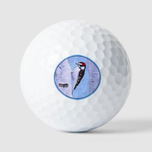 ダウンWoodpecker's 絵画 - Bird Artオリジナル ゴルフボール (正面)