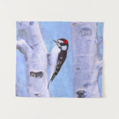 ダウンWoodpecker's 絵画 - Bird Artオリジナル タペストリー (正面(横))