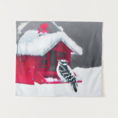 ダウンWoodpecker's 絵画 - Bird Artオリジナル タペストリー (正面(横))