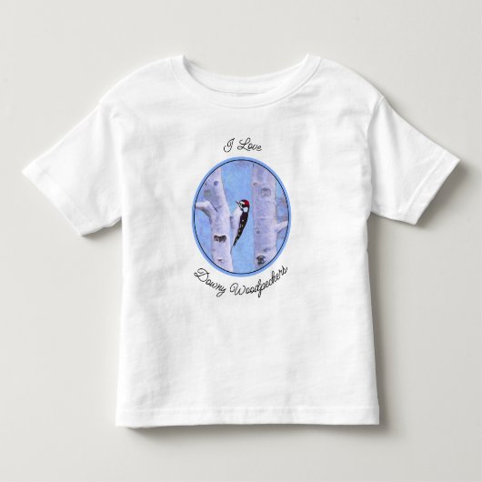 ダウンWoodpecker's 絵画 - Bird Artオリジナル トドラーTシャツ (正面)