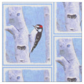 ダウンWoodpecker's 絵画 - Bird Artオリジナル ファブリック (クローズアップ)