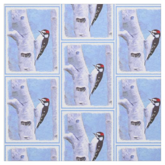 ダウンWoodpecker's 絵画 - Bird Artオリジナル ファブリック (見本)