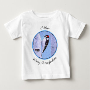 ダウンWoodpecker's 絵画 - Bird Artオリジナル ベビーTシャツ