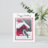 ダウンWoodpecker's 絵画 - Bird Artオリジナル ポストカード (スタンド正面)