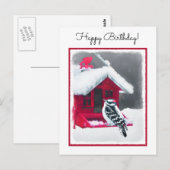 ダウンWoodpecker's 絵画 - Bird Artオリジナル ポストカード (正面/裏面)