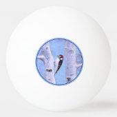 ダウンWoodpecker's 絵画 - Bird Artオリジナル 卓球ボール (裏面)