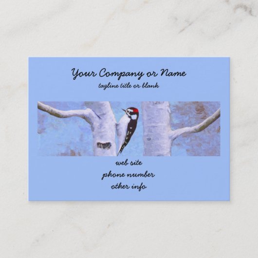 ダウンWoodpecker's 絵画 - Bird Artオリジナル 名刺 (正面)