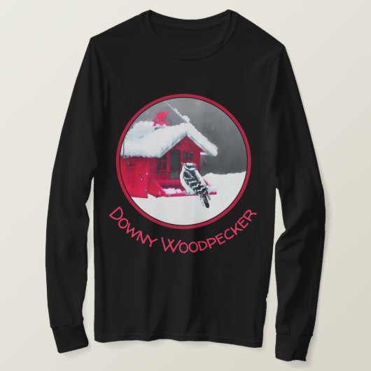 ダウンWoodpecker's 絵画 - Bird Artオリジナル Tシャツ (デザイン正面)