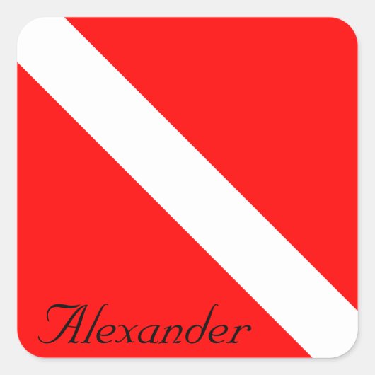 ダカスタムイバーダウンスキューバ国旗赤と白 スクエアシール (正面)