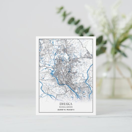 ダカバングラデシュの地図と旅行シンプルにミニマルついて ポストカード (スタンド正面)