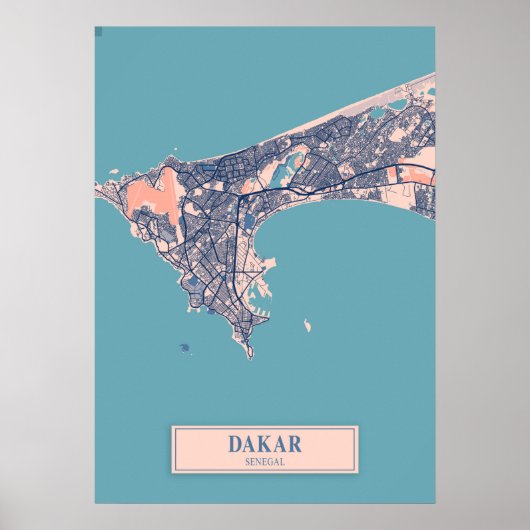 ダカール – セネガル・ブリーズシティーの地図 ポスター (正面)