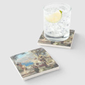 ダガーイタリアンの女性踊り ストーンコースター (横)