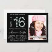 ダガーリーイきらきら光るヤモンドと銀のグリッタースイート16 招待状 (正面/裏面)