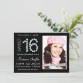 ダガーリーイきらきら光るヤモンドと銀のグリッタースイート16 招待状 (スタンド正面)