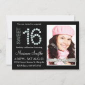 ダガーリーイきらきら光るヤモンドと銀のグリッタースイート16 招待状 (正面)