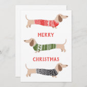 ダクシュおもしろいンドウィーナードッグズクリスマスセーター シーズンカード (正面/裏面)