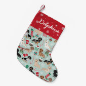 ダクシュントのクリスマスドッグペットネーム スモールクリスマスストッキング (正面 (吊り時))