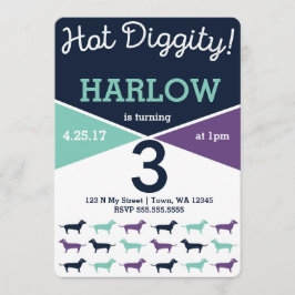 ダクシュントアカウィーナードッグ誕生日招待状 招待状