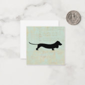 ダクシュントウィーナードッグシルエットオンティール（緑がかった色）ミュージックBG ノートカード (正面/裏面インサイチュ)